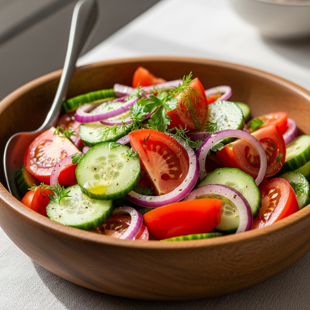 Easy Tomato Cucumber and Onion Salad