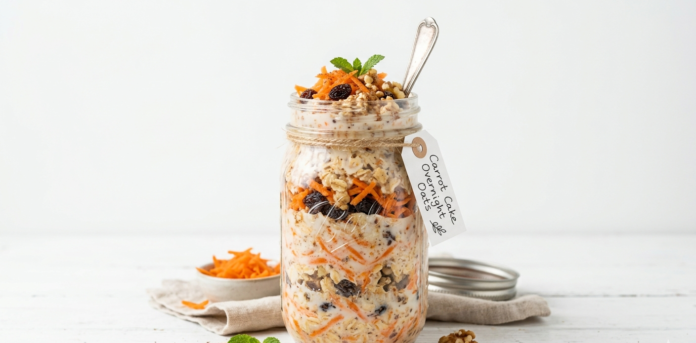 Full Carrot Cake Overnight Oats Recipe – Healthy, Delicious & Ready in Minutes