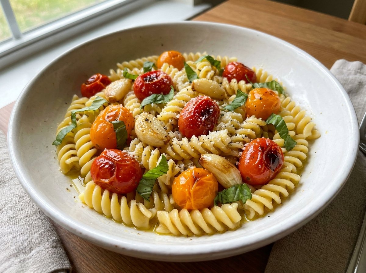 Easy Garlic Roasted Cherry Tomatoes Pasta